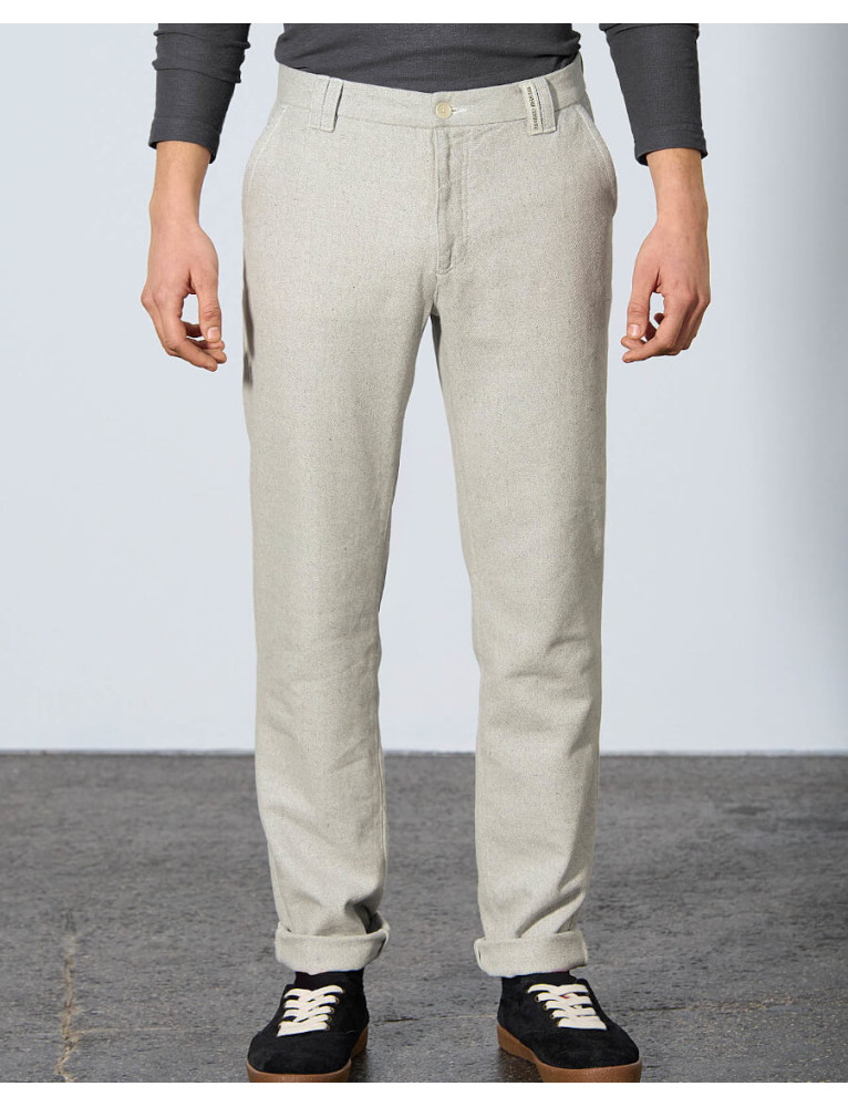 Cocoparo Herren Hose Hanf-Stoff - Lässige Hose Mit Kordelzug, Besticktem Logo