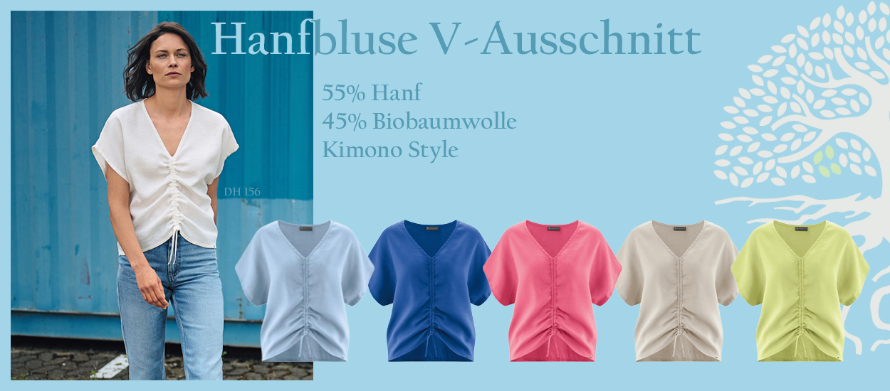 Hanfbluse V-Ausschnitt